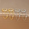 Nouveauté Double chaînes longues gland boucles d&rsquo;oreilles pour femmes coréen en acier inoxydable Zircon suspendus boucle d&rsquo;oreille Piercing bijoux