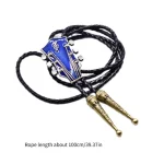 Cravate Bolo Vintage faite à la main pour femmes et hommes, Cowboy occidental, corde en cuir avec pendentif de guitare en émail, collier de bijoux Cravate Bolo Vintage faite à la main pour femmes et hommes, Cowboy occidental, corde en cuir avec pendentif de guitare en émail, collier de bijoux