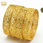 Bracelets couleur or dubaï pour femmes, plaqué or, indien, africain, dur, breloque de mariage, bijoux à main arabes éthiopiens de luxe