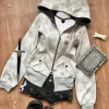 sweat à capuche gothique gris harajuku pour femmes, vintage américain y2k hottie, veste amincissante, sous culture d'automne, manteau cardigan à fermeture éclair, nouvelle collection