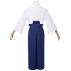 costume de cosplay onimaru, kimono japonais, haut blanc, pantalon bleu, ensemble complet, tenue de jeu de rôle takeshi pour hommes, fête d'halloween