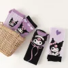 4 paires de chaussettes droites pour femmes, chaussettes droites de haute qualité, motif kuromi, confortables et douces, décontractées