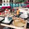 Étaux d'escalier cuisine japonaise, plateau de bateaux à sushi, outil de fruits de mer, restaurant en bois, bateau fait à la main, sashimi, plat froid assorti