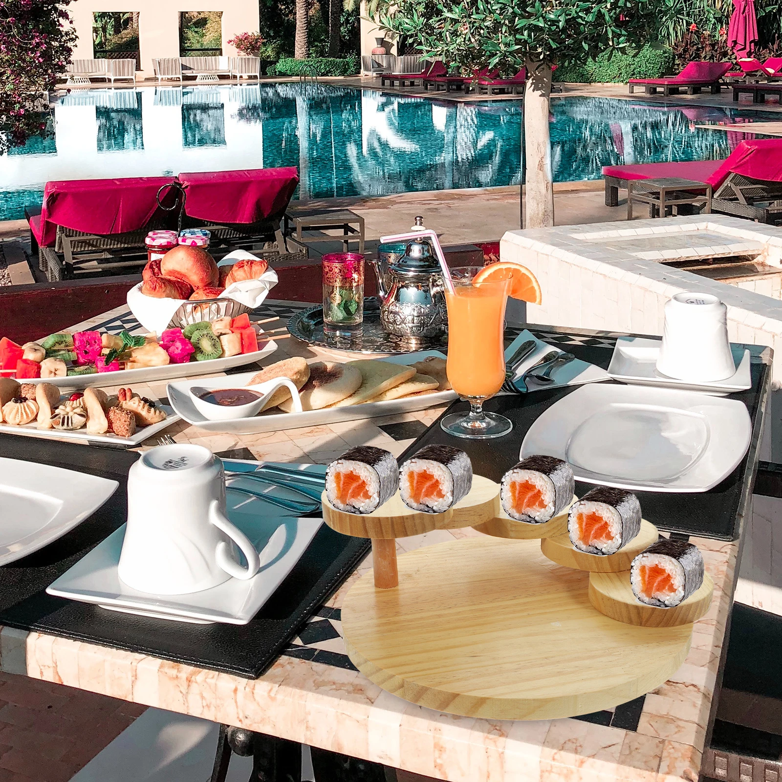 Étaux d'escalier cuisine japonaise, plateau de bateaux à sushi, outil de fruits de mer, restaurant en bois, bateau fait à la main, sashimi, plat froid assorti Étaux d'escalier cuisine japonaise, plateau de bateaux à sushi, outil de fruits de mer, restaurant en bois, bateau fait à la main, sashimi, plat froid assorti