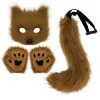 ensemble d'halloween, masque de renard, gants, queue, accessoires de cosplay