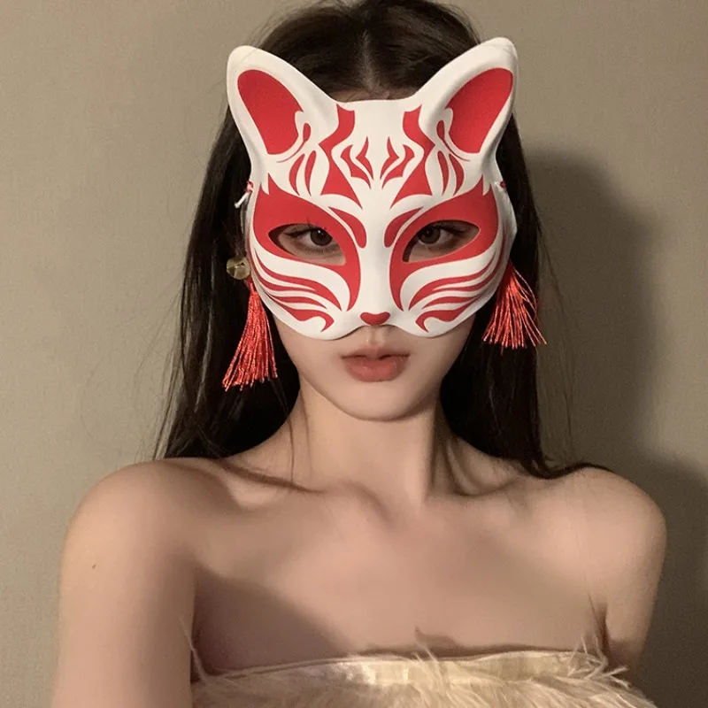 demi masque japonais peint à la main, chat, renard, monténégro de démons, accessoire de cosplay, festival d'halloween, cadeaux du nouvel an, anime, tim masade demi masque japonais peint à la main, chat, renard, monténégro de démons, accessoire de cosplay, festival d'halloween, cadeaux du nouvel an, anime, tim masade