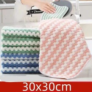 Chiffon de nettoyage absorbant l&rsquo;eau en fibre super fine pour personnes paresseuses, 30x30cm, 5 pièces