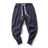 coton lin sarouel hommes streetwear joggers nouveau baggy goutte entrejambe pantalon pantalon décontracté hommes pantalons de survêtement