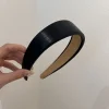 bandeaux larges en cuir de style coréen pour femmes, or brillant, argent, pu, bandes de sauna, mode, éponge unie, cerceau à cheveux, pince à cheveux, vêtements de sauna rétro