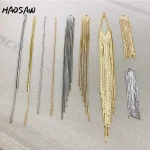 HAOSAW – lot de 4 pièces, accessoires de bijoux/soudé/boucles d&rsquo;oreilles DIY/chaîne serpent/plaqué or véritable/fait à la main/résultats de boucles d&rsquo;oreilles