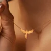 collier pendentif phénix délicat en acier inoxydable plaqué or argent fantaisie or oiseau charme