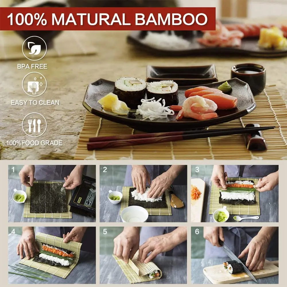 untior kit de fabrication de sushi ensemble de rouleaux bazooka tout en un avec tapis roulant en bambou bricolage palettes de riz onigiri outils outil de sushi japonais untior kit de fabrication de sushi ensemble de rouleaux bazooka tout en un avec tapis roulant en bambou bricolage palettes de riz onigiri outils outil de sushi japonais