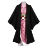 costume de cosplay anime nezuko 2025o, kimono demon slayer, perruques, cheveux, halloween, carnaval, tenue pour femme