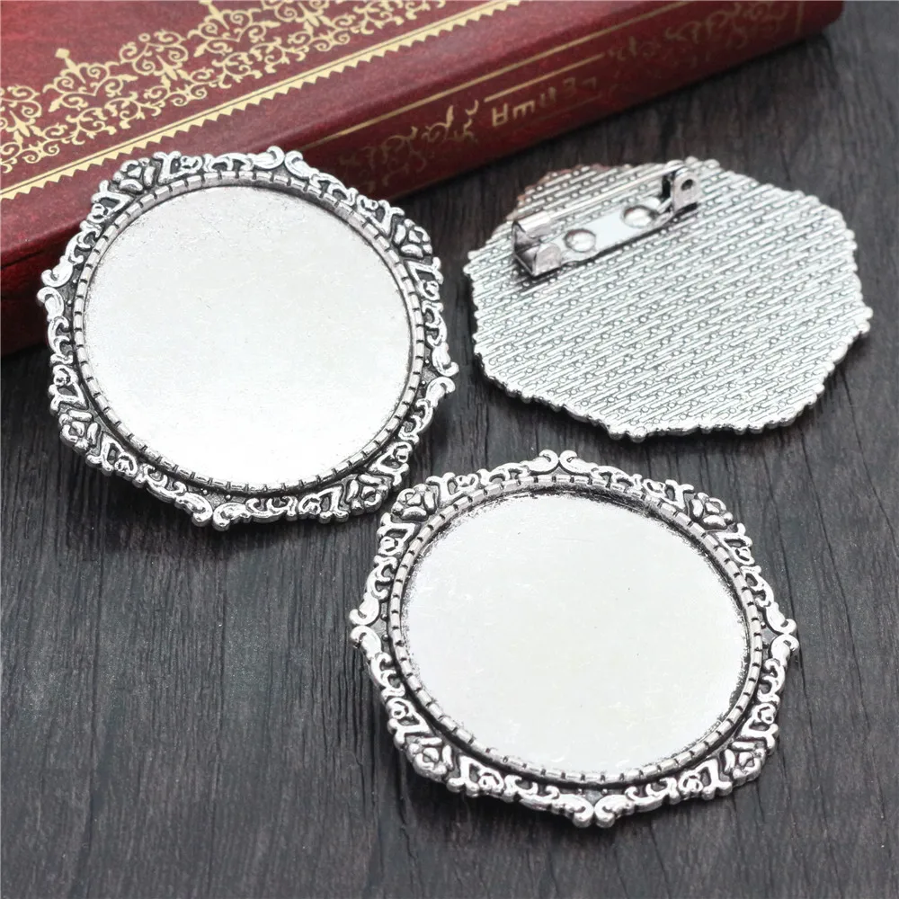 broche en plaqué argent et bronze de 30mm, 5 pièces/lot, taille intérieure, noir et antique, couleurs plaquées, style fleur, cabochon, réglage de base broche en plaqué argent et bronze de 30mm, 5 pièces/lot, taille intérieure, noir et antique, couleurs plaquées, style fleur, cabochon, réglage de base