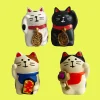statue de chat japonais zakka, figurines miniatures en résine, jouets artisanaux, ornement de voiture, décoration de maison, accessoires de photographie, 2 pièces/ensemble