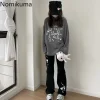 pantalon japonais y2k pour femmes, streetwear, imprimé tête de mort, noir, taille élastique, décontracté, à la mode, nouveau bas, 2025