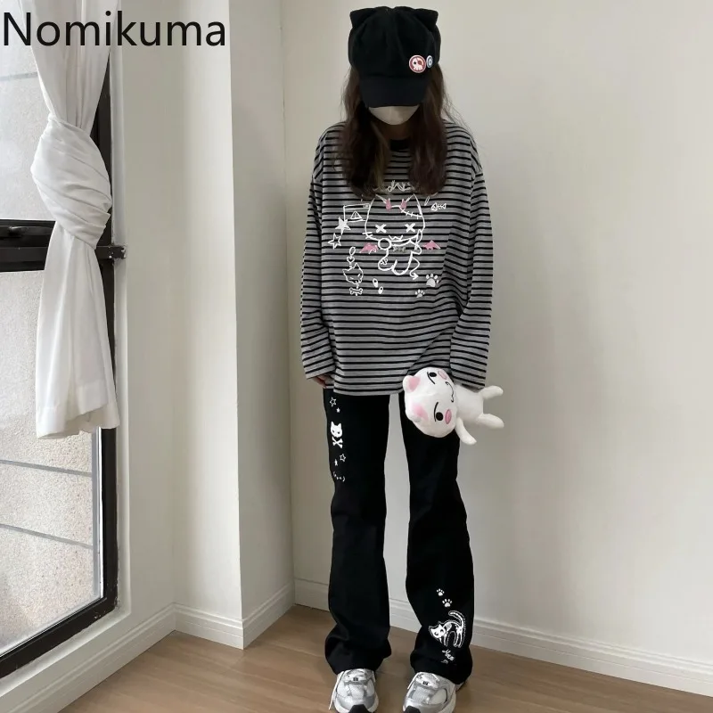pantalon japonais y2k pour femmes, streetwear, imprimé tête de mort, noir, taille élastique, décontracté, à la mode, nouveau bas, 2025 pantalon japonais y2k pour femmes, streetwear, imprimé tête de mort, noir, taille élastique, décontracté, à la mode, nouveau bas, 2025