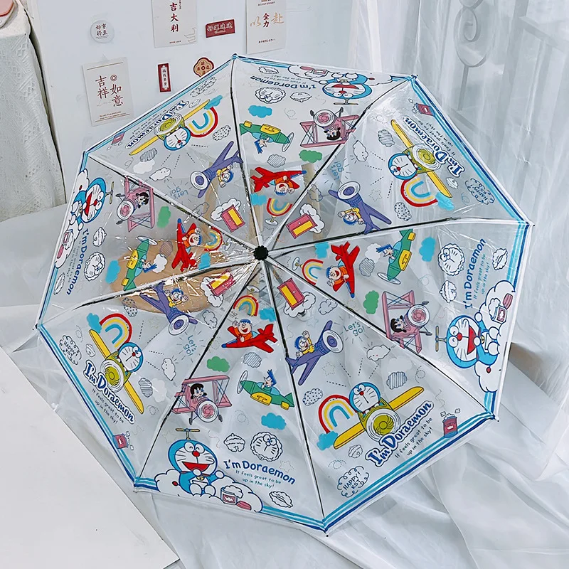 parapluie automatique transparent doraemon cartoon pour garçons et filles, parapluie manuel pliant kawaii, parapluies colorés en pvc, cadeaux y2k parapluie automatique transparent doraemon cartoon pour garçons et filles, parapluie manuel pliant kawaii, parapluies colorés en pvc, cadeaux y2k