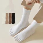 Sokken – chaussettes à orteils en coton pour hommes, avec cinq doigts, à Compression solide, en tricot, chaud, pour le Sport et les voyages