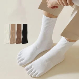 Sokken – chaussettes à orteils en coton pour hommes, avec cinq doigts, à Compression solide, en tricot, chaud, pour le Sport et les voyages