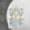 chaussettes en coton à bout fendu pour femme, élégantes, rétro, motifs floraux végétaux, doux, tube central à deux orteils, tabi sox, printemps automne