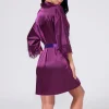 femmes sexy robe en satin solide kimono robe mode robe de bain sexy dentelle chemise de nuit femme mariage mariée robe de demoiselle d'honneur