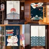 rideau de porte en lin japonais, nordique, mont fuji, vagues, cloison, chambre à coucher, cuisine, décor d'entrée de maison, demi rideau brodé personnalisé