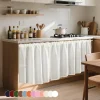 un rideau pour une armoire ouverte contre la poussière, imperméable, résistant aux rayures, sous l'évier de cuisine, rideaux de cuisine courts beiges