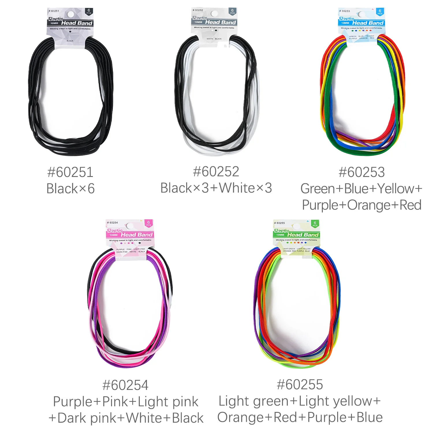 bandeaux élastiques sportifs de couleur bonbon, 6 pièces, bandes de cheveux antidérapantes et évacuant la transpiration pour le yoga, la course et le fitness bandeaux élastiques sportifs de couleur bonbon, 6 pièces, bandes de cheveux antidérapantes et évacuant la transpiration pour le yoga, la course et le fitness