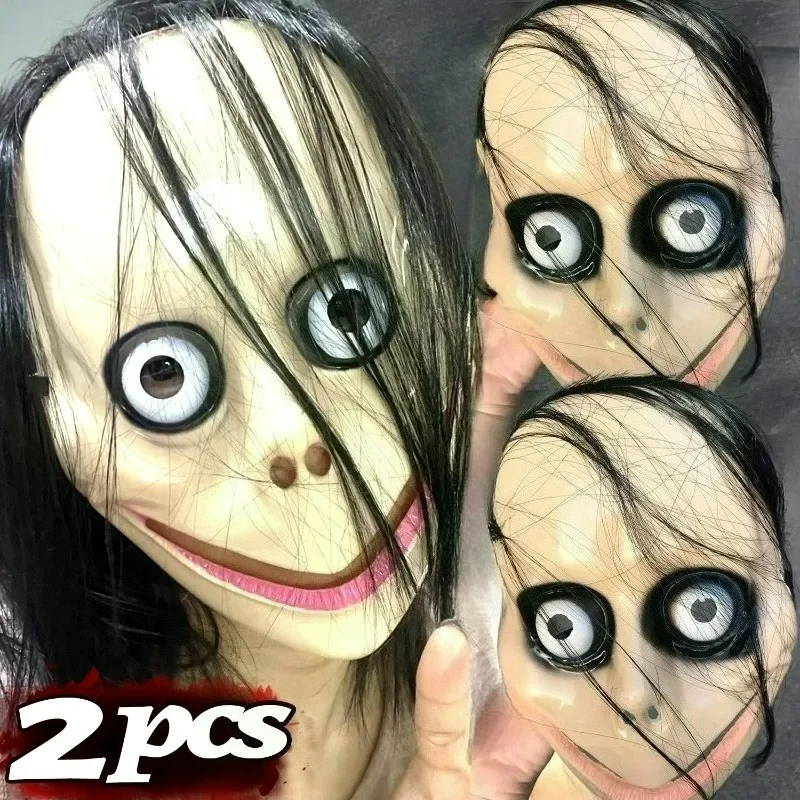 masques faciaux d'horreur pour hommes et femmes, 1/2 pièces, accessoires d'halloween, masque de mascarade de fête, masque de cosplay amusant et effrayant pour cheveux longs masques faciaux d'horreur pour hommes et femmes, 1/2 pièces, accessoires d'halloween, masque de mascarade de fête, masque de cosplay amusant et effrayant pour cheveux longs