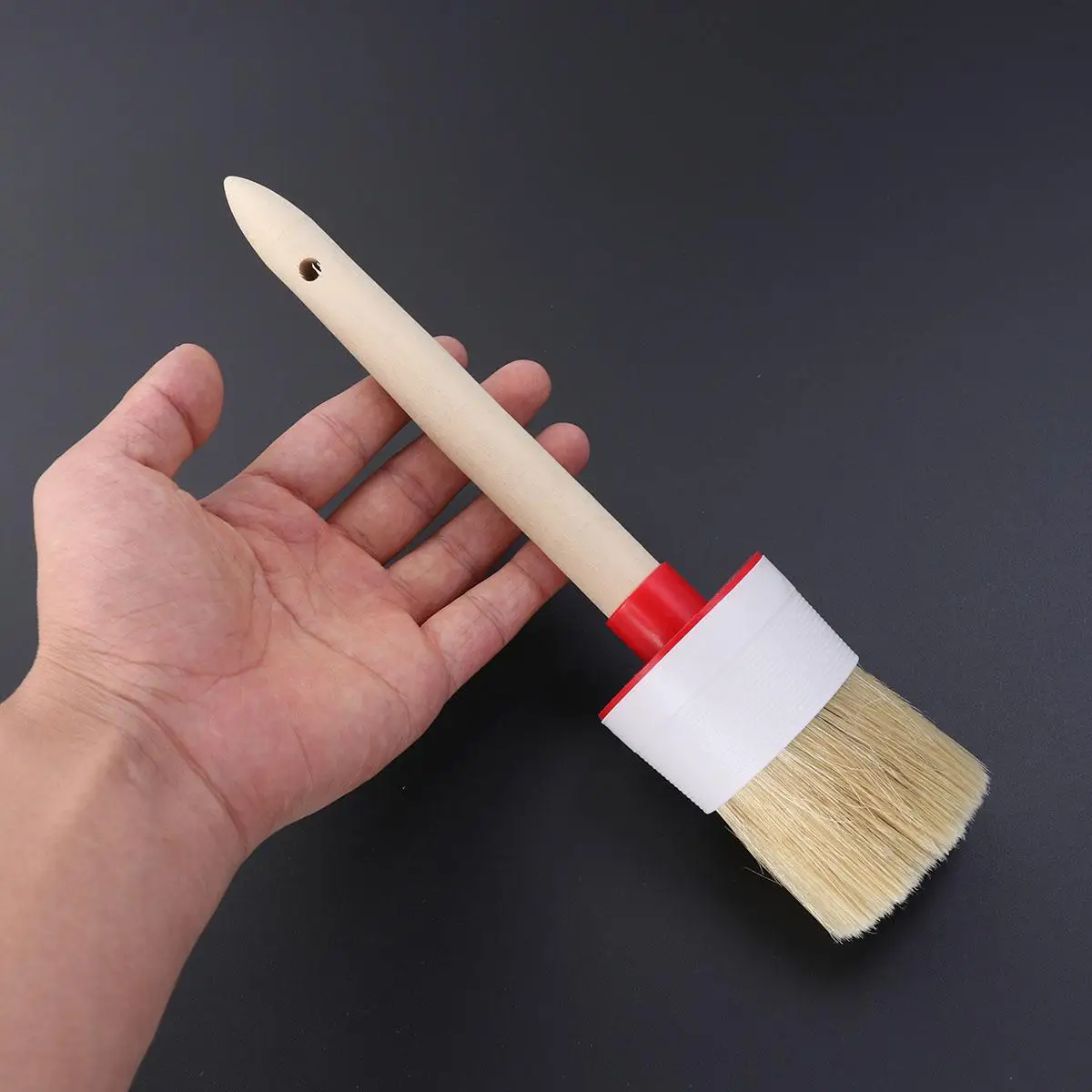 brosse à cheveux de sanglier à tête ronde, manche en bois, outil de nettoyage à poils durables, lavage de voiture, détail de roue, épurateur, éponges, tissus, brosses brosse à cheveux de sanglier à tête ronde, manche en bois, outil de nettoyage à poils durables, lavage de voiture, détail de roue, épurateur, éponges, tissus, brosses