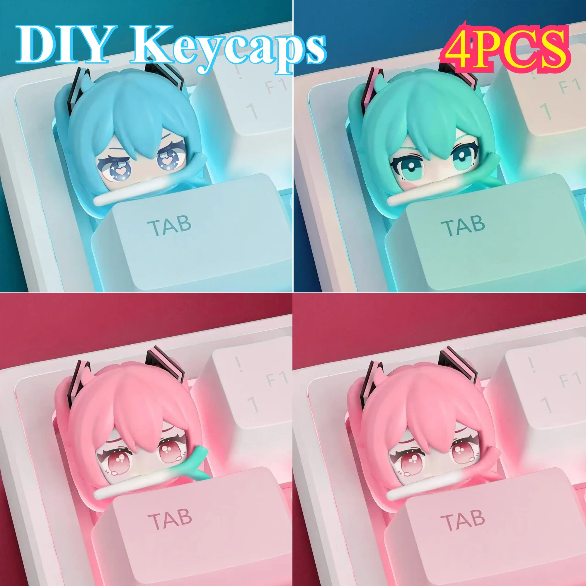 mignon hatsune miku bricolage keycaps anime personnalité axe transversal pbt clavier mécanique keycap décoration dessin animé résine keycaps cadeaux mignon hatsune miku bricolage keycaps anime personnalité axe transversal pbt clavier mécanique keycap décoration dessin animé résine keycaps cadeaux
