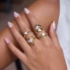 zora – bagues ouvertes irrégulières plaquées or 18 carats, incrustation de zircon blanc, bijoux imperméables en acier inoxydable pour femmes