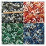 Tissu feuille d&rsquo;or fait à la main, Style japonais, ondulation ondulée, tissu artisanal bleu noir, 2 couleurs, vente en gros domestique, qualité supérieure