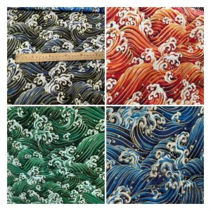 Tissu feuille d&rsquo;or fait à la main, Style japonais, ondulation ondulée, tissu artisanal bleu noir, 2 couleurs, vente en gros domestique, qualité supérieure