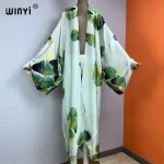 WINYI-Robe kimono longue imprimée style bohémien, vêtements d&rsquo;été pour femmes, vacances, plage, kaftan, nouvelle collection 2023