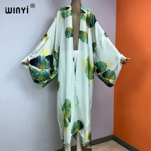 WINYI-Robe kimono longue imprimée style bohémien, vêtements d’été pour femmes, vacances, plage, kaftan, nouvelle collection 2023 WINYI-Robe kimono longue imprimée style bohémien, vêtements d’été pour femmes, vacances, plage, kaftan, nouvelle collection 2023