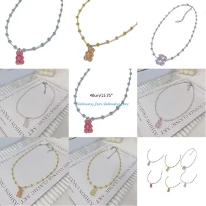 Collier avec pendentif en perles, doux Cool, petit ours mignon, chaîne collier Couple, 573B