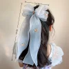 Épingle à cheveux tressée florale brodée, couleur unie, nœud papillon, queue de cheval, coiffure en mousseline de soie, grande pince queue de cheval pour femmes
