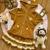 vestes japonaises mignonnes pour femmes, à capuche, manches courtes, vêtements d'extérieur d'été, hauts y2k, tunique à fermeture éclair, manteaux de mode de dessin animé, 2025 ropa mujer