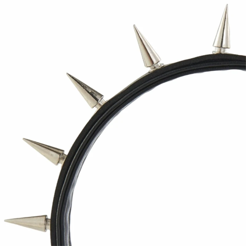 serre tête à pointes en cuir, bandeau à rivets, bandeau punk, diadèmes gothiques, bandeau steampunk rock pour hommes serre tête à pointes en cuir, bandeau à rivets, bandeau punk, diadèmes gothiques, bandeau steampunk rock pour hommes
