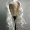 perruque lace front wig synthétique ondulée blanche, 13x4, longue, sans colle, usage quotidien, perruques de cosplay résistantes à la chaleur pour femmes