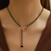 collier à pampilles en perles noires et blanches pour femmes, ras du cou, cadeau pour ami, vente en gros, livraison directe, nouveau