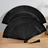 Éventail à main pliant bois danse bambou os ventilateur soie antique pliant ventilateur dame chinois fans cadeau mariage tenu ventilateurs noir pliant ventilateur