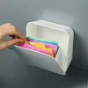 boîte de rangement murale de style japonais, conteneur organisateur scellé anti poussière pour cotons tiges, sac poubelle en tissu, support de salle de bains