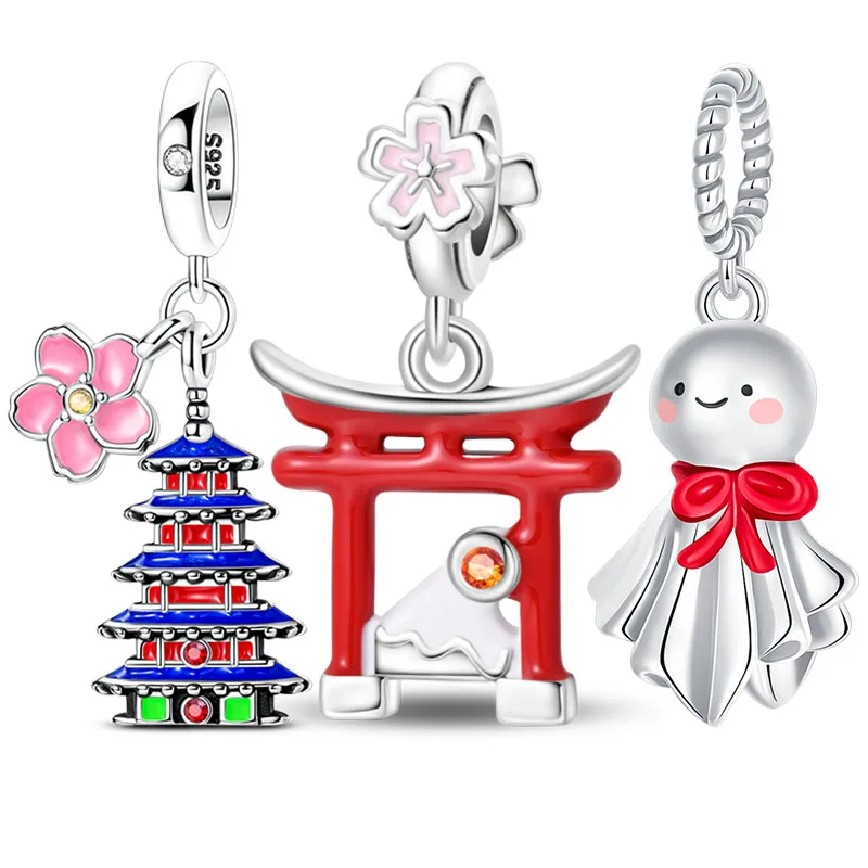 breloques japonais en argent sterling 925, fleurs de cerisier, adaptées aux bracelets originaux 925, cadeau pour femmes, bijoux, pendentif à la mode, bricolage breloques japonais en argent sterling 925, fleurs de cerisier, adaptées aux bracelets originaux 925, cadeau pour femmes, bijoux, pendentif à la mode, bricolage