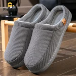 Pantoufles chaudes pour hommes, semelle en TPR, mousse à mémoire de forme, coussin doux, Design à rayures antidérapantes, chaussures de maison confortables en velours côtelé