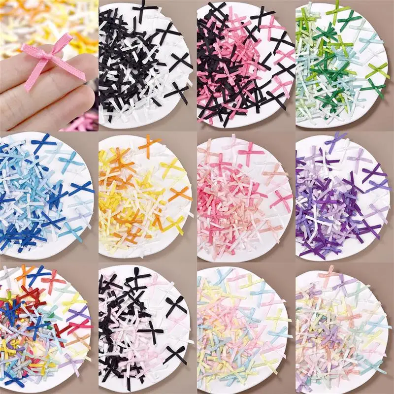 noeuds de ruban de comparateur de couleur, mini rubans en satin, nœuds de fleurs, cravates pour bricolage, artisanat, scrapbooking, décor, accessoires de couture, 100 pièces noeuds de ruban de comparateur de couleur, mini rubans en satin, nœuds de fleurs, cravates pour bricolage, artisanat, scrapbooking, décor, accessoires de couture, 100 pièces
