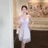 peignoir kimono de mariée pour femmes, ensemble de robe en satin et dentelle, vêtements de nuit décontractés, chemise de nuit à bretelles sexy