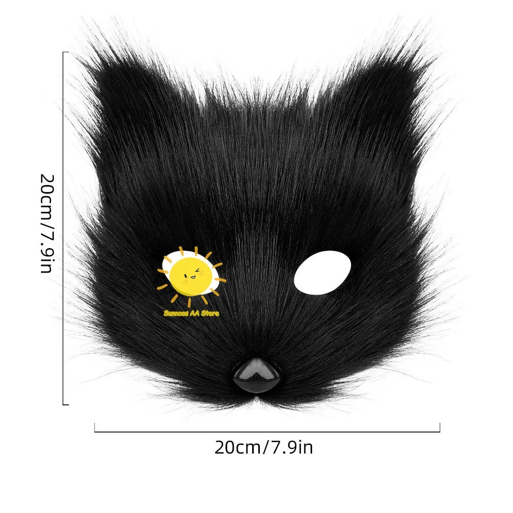 masque en peluche demi visage d'halloween, masque de renard artificiel, fournitures d'accessoires de cosplay d'horreur, masque de carnaval unisexe coloré pour cadeaux masque en peluche demi visage d'halloween, masque de renard artificiel, fournitures d'accessoires de cosplay d'horreur, masque de carnaval unisexe coloré pour cadeaux
